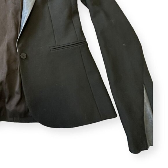 Maje Ritz Black Blazer with Lamb Leather Trim, Size 36FR - Picture 10 of 14